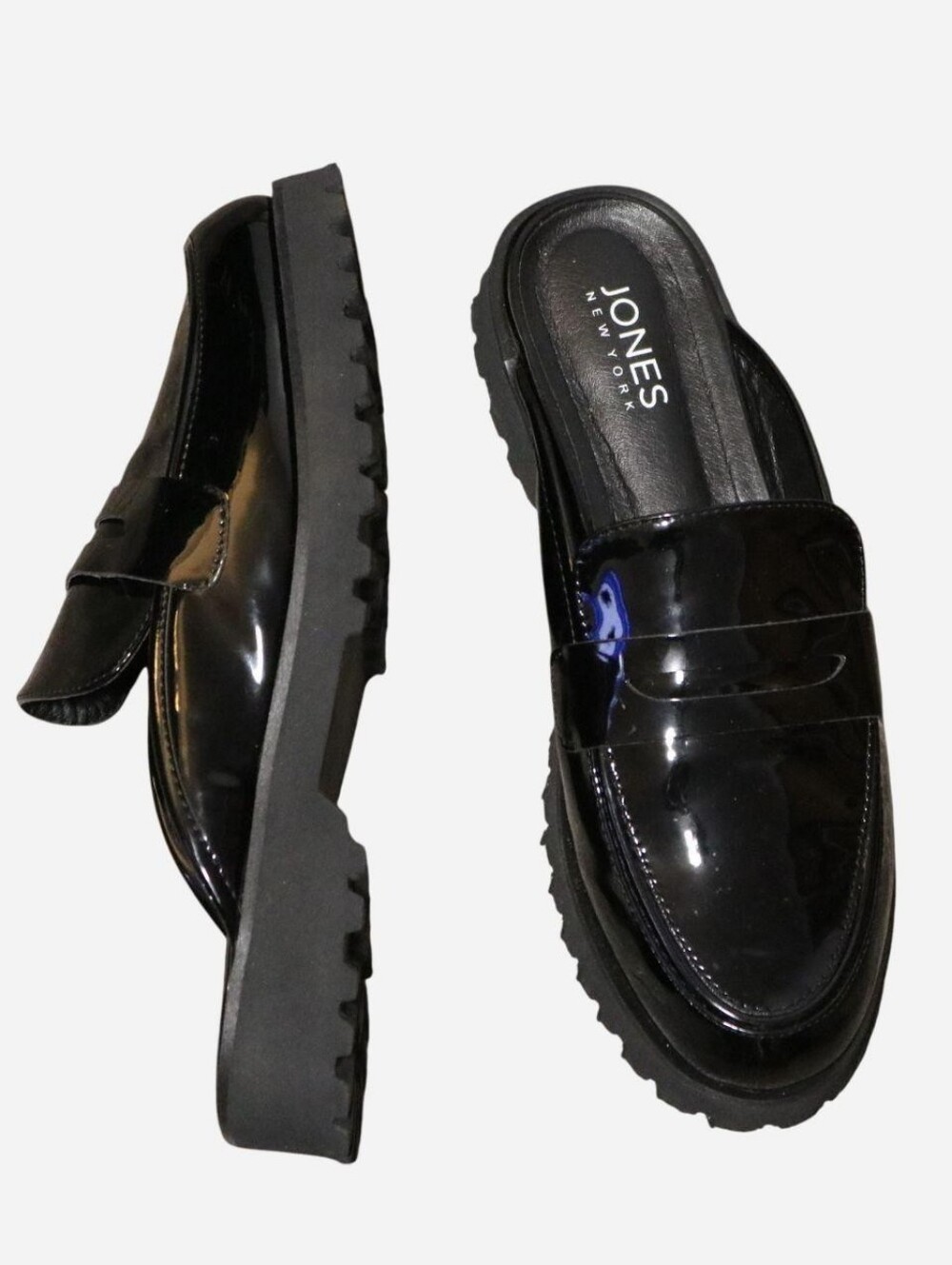 Jones New York Black Patent Loafer Mules